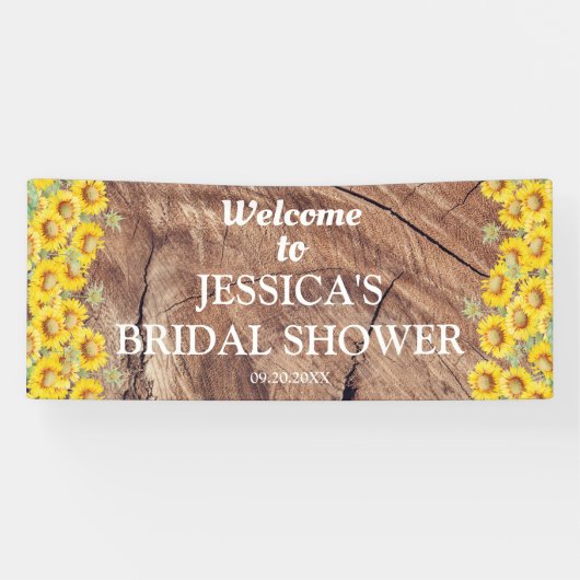 Rustikale Sonnenblumen und Brautparty aus Holztext Banner (Horizontal)