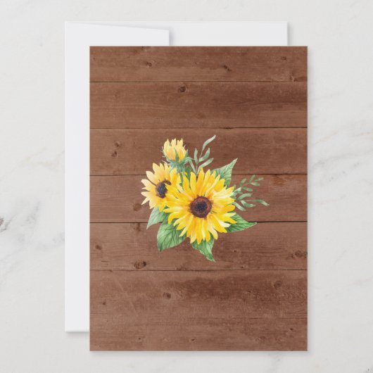 Rustikale Sonnenblumen und Brautparty der Lichter Einladung (Rückseite)