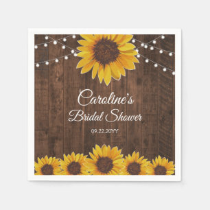 Rustikale Sonnenblumen und Brautparty der Lichter Serviette
