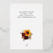 Rustikale Sonnenblumen und Burgunder Erntedank Folieneinladung (Rückseite)