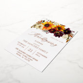 Rustikale Sonnenblumen und Burgunder Erntedank Folieneinladung (Gedreht)