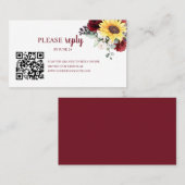Rustikale Sonnenblumen und Burgunder Rose UAWG QR Visitenkarte (Vorne/Hinten)