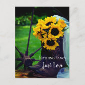 Rustikale Sonnenblumen und Cowboystiefel Save the  Ankündigungspostkarte (Vorderseite)