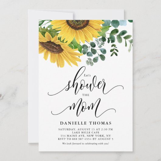 Rustikale Sonnenblumen und Eukalyptus Fall Babydus Einladung (Vorderseite)
