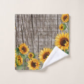 Rustikale Sonnenblumen und gewittertes graues Barn Badhandtuch Set (Waschlappen)