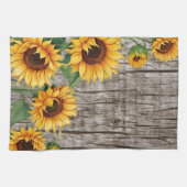 Rustikale Sonnenblumen und gewittertes graues Barn Geschirrtuch (Horizontal)