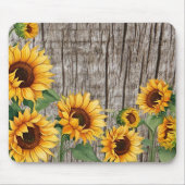 Rustikale Sonnenblumen und gewittertes graues Barn Mousepad (Vorne)