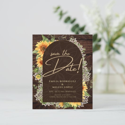 Rustikale Sonnenblumen und Hochzeiten retten das D (Stehend Vorderseite)