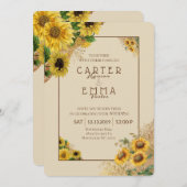 Rustikale Sonnenblumen und Hochzeitsfeiern in Beig Einladung (Vorne/Hinten)