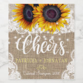 Rustikale Sonnenblumen und Hochzeitsjubeln Weinetikett (Einzelnes Label)