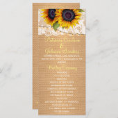 Rustikale Sonnenblumen und Hochzeitsprogramm Programm (Vorne/Hinten)
