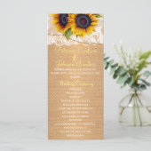 Rustikale Sonnenblumen und Hochzeitsprogramm Programm (Stehend Vorderseite)