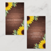 Rustikale Sonnenblumen und Holz Elegante Landschaf Visitenkarte (Vorne/Hinten)
