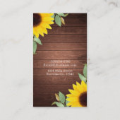 Rustikale Sonnenblumen und Holz Elegante Landschaf Visitenkarte (Rückseite)