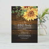 Rustikale Sonnenblumen und Holz "I Do GRILLEN" Ver Einladung (Stehend Vorderseite)