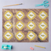 Rustikale Sonnenblumen und Holztextur Monogramm Seidenpapier (Basteln)