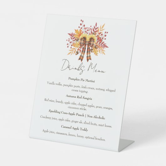 Rustikale Sonnenblumen und Karierte Erntedank Drin Sockelschild (Vorderseite)