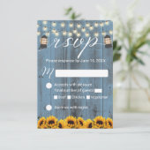 Rustikale Sonnenblumen und Lattern Dusty Blue Wedd RSVP Karte (Stehend Vorderseite)