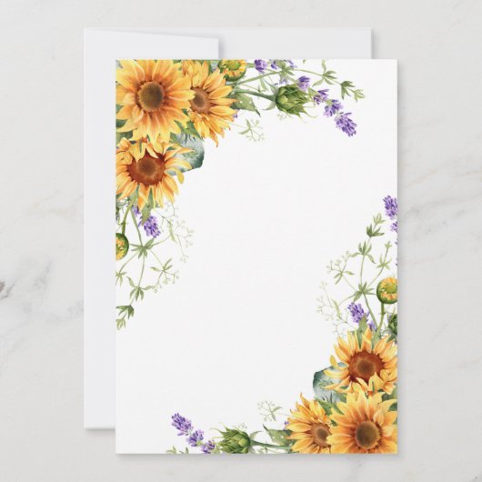 Rustikale Sonnenblumen und Lavendel Baby Dusche Einladung (Rückseite)