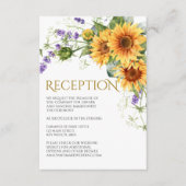 Rustikale Sonnenblumen und Lavendel Empfang Cards  Begleitkarte (Vorderseite)