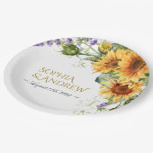 Rustikale Sonnenblumen- und Lavendel-Hochzeit Pappteller (Schrägansicht)