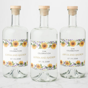 Rustikale Sonnenblumen und Lavendel Wedding Liquor Alkoholflaschenetikett