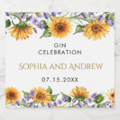 Rustikale Sonnenblumen und Lavendel Wedding Liquor Alkoholflaschenetikett (Einzelnes Label)