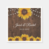 Rustikale Sonnenblumen und Lichter auf der Hochzei Serviette (Vorderseite)