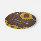 Rustikale Sonnenblumen und Lichter aus Holz Brautp Pappteller (Schrägansicht)