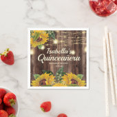 Rustikale Sonnenblumen und Lichter aus Holz Quince Serviette (Beispiel)