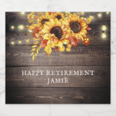 Rustikale Sonnenblumen und Lichter aus Holz Schaumweinetikett (Einzelnes Label)