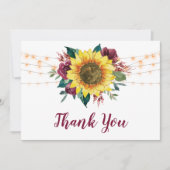 Rustikale Sonnenblumen und Lichter Dankeskarte (Vorderseite)