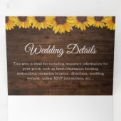 Rustikale Sonnenblumen und Lichter Dreifach Gefaltete Einladung (Innen Erste Seite)