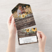 Rustikale Sonnenblumen und Lichter Eukalyptus Wedd All In One Einladung (Abreißen)