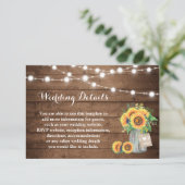 Rustikale Sonnenblumen und Lichter für Hochzeiten Begleitkarte (Stehend Vorderseite)