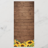 Rustikale Sonnenblumen und Lichter Menükarte (Rückseite)