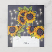 Rustikale Sonnenblumen und Lichter Platzkarte (Außenseite Aufgefaltet)