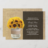 Rustikale Sonnenblumen und Mason Jar Burlap Brautp Einladung (Vorne/Hinten)