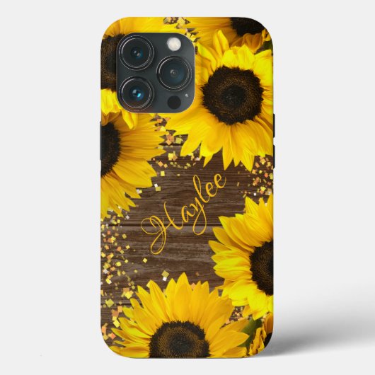 Rustikale Sonnenblumen und Name Case-Mate iPhone Hülle (Rückseite)