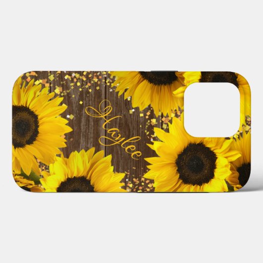 Rustikale Sonnenblumen und Name Case-Mate iPhone Hülle (Rückseite (Horizontal))