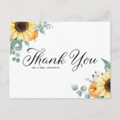 Rustikale Sonnenblumen und Pumpkins fallen Danke Postkarte (Vorderseite)