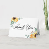 Rustikale Sonnenblumen und Pumpkins-Hochzeit im He Dankeskarte (Vorderseite)