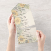 Rustikale Sonnenblumen und Reben All In One Einladung (Abreißen)