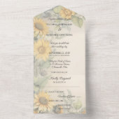 Rustikale Sonnenblumen und Reben All In One Einladung (Innen Boden)