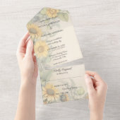 Rustikale Sonnenblumen und Reben All In One Einladung (Abreißen)