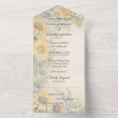 Rustikale Sonnenblumen und Reben All In One Einladung (Innen Boden)