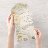 Rustikale Sonnenblumen und Reben QR Code All In One Einladung (Abreißen)