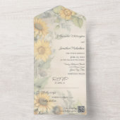 Rustikale Sonnenblumen und Reben QR Code All In One Einladung (Innen Boden)