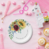 Rustikale Sonnenblumen und Rose Blumenzehen Pappteller (Party)