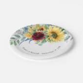 Rustikale Sonnenblumen und Rose Blumenzehen Pappteller (Schrägansicht)